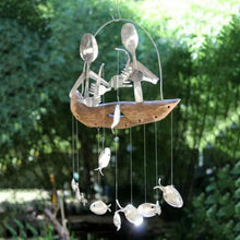 Load image into Gallery viewer, Fishing Man Spoon Fish Sculpture Wind Chime