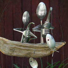 Load image into Gallery viewer, Fishing Man Spoon Fish Sculpture Wind Chime