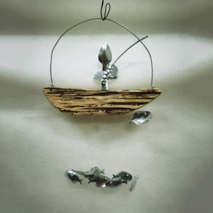 Fishing Man Spoon Fish Sculpture Wind Chime