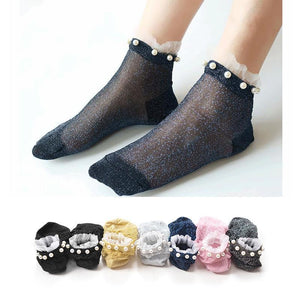 Harajuku Vintage Glitter Silver Women's socks