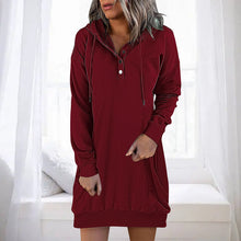 Load image into Gallery viewer, Solid Color Mid-length Hooded Sweater