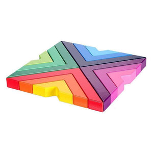 Creative Nesting Wooden Rainbow Stacking Game Geometry Building Blocks